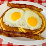 Two Pancakes, Two Eggs, Two Slices Bacon Breakfast
